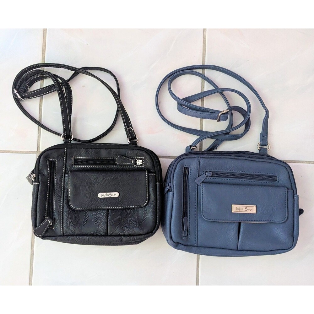 MultiSac Crossbody Travel Bags Set of 2 Multi Zipper Compartments Shoulder Strap